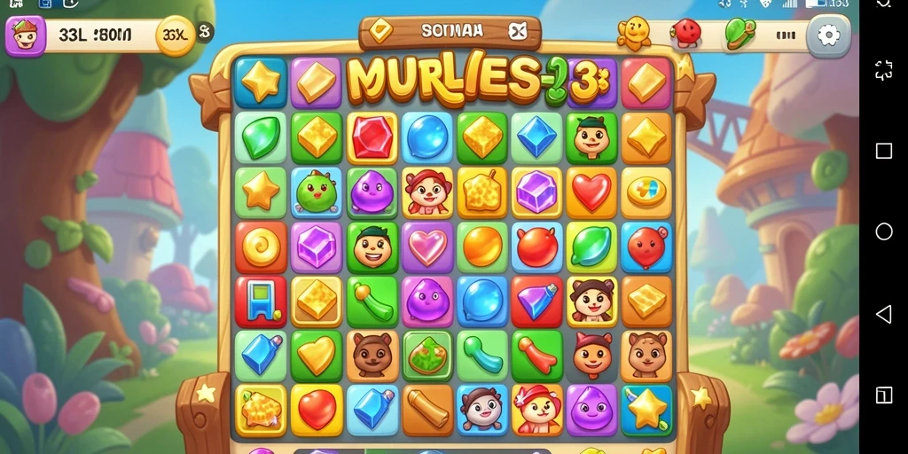 Screenshot menampilkan gameplay seru dan kombinasi warna-warna cerah.