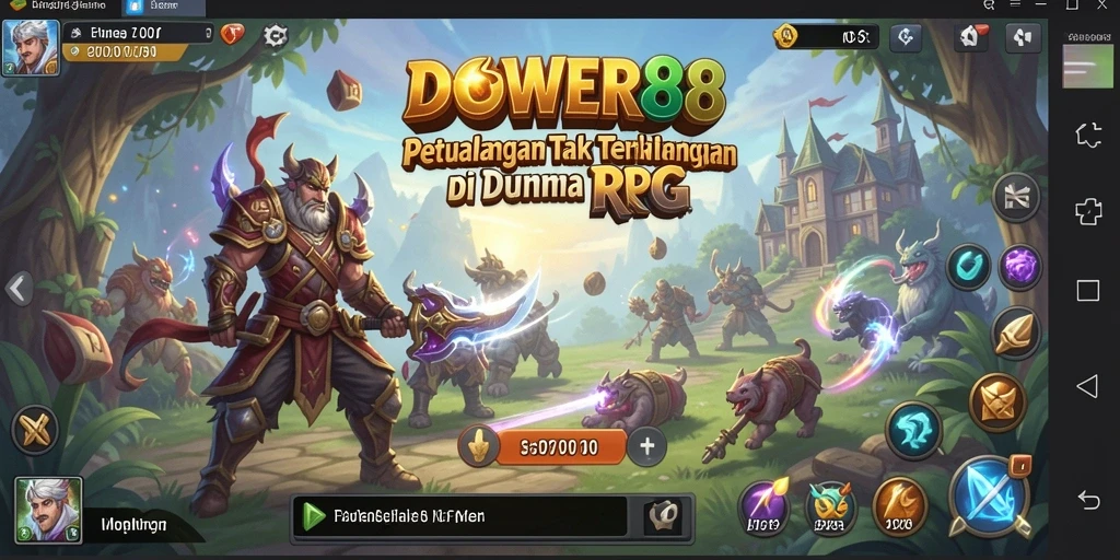 Screenshot utama DOWER88 menampilkan aksi seru dalam pertempuran RPG.