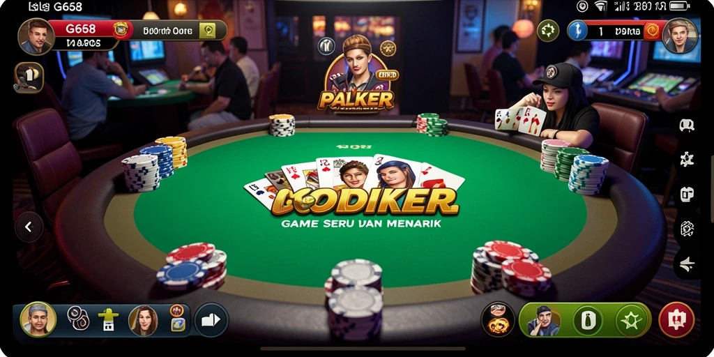 Tampilan gameplay G668 yang seru dan menegangkan saat bermain poker.