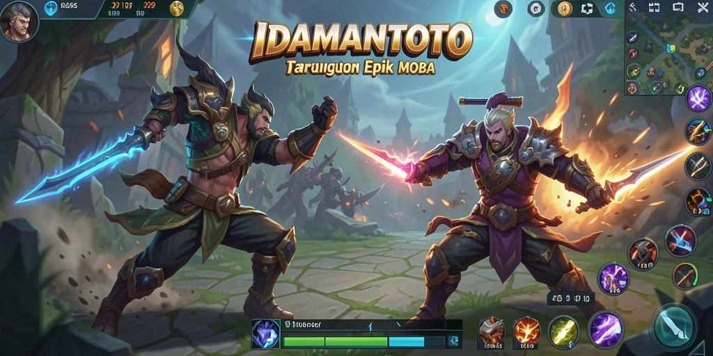 Gameplay menarik dalam pertempuran MOBA yang intens.