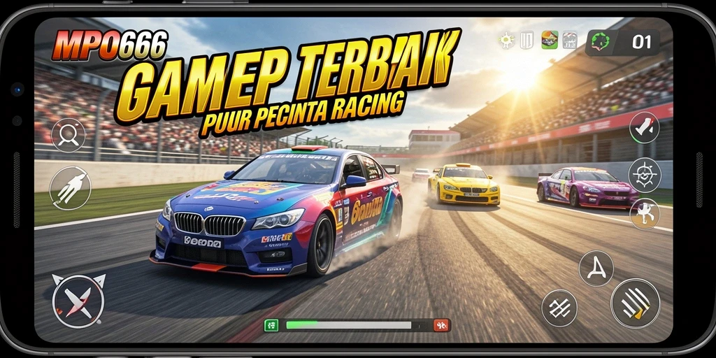 Tampilan gameplay mendebarkan dari MPO666 dalam balapan yang intens.