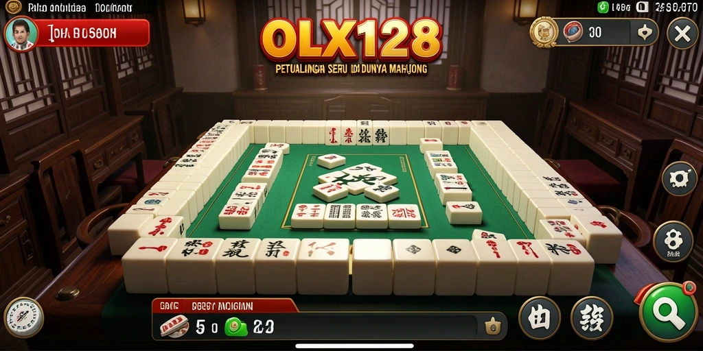 Screenshot OLX128 menampilkan gameplay Mahjong yang seru dan interaktif.