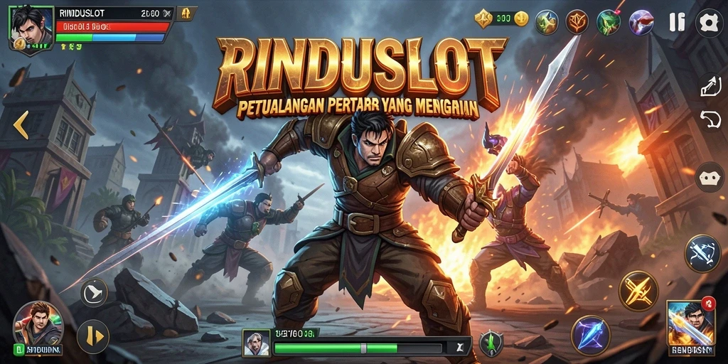 Tampilan gameplay pertarungan yang intens di RINDUSLOT.