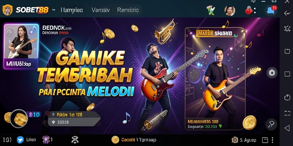 Tampilan gameplay SOBET88 yang seru dengan berbagai lagu menarik.
