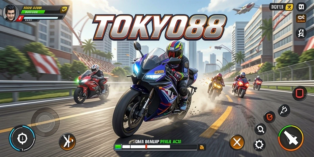 Gameplay mendebarkan di lintasan balap motor.