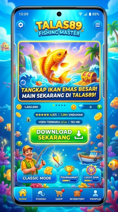 Tampilan utama aplikasi talas89 dengan berbagai pilihan unduhan.